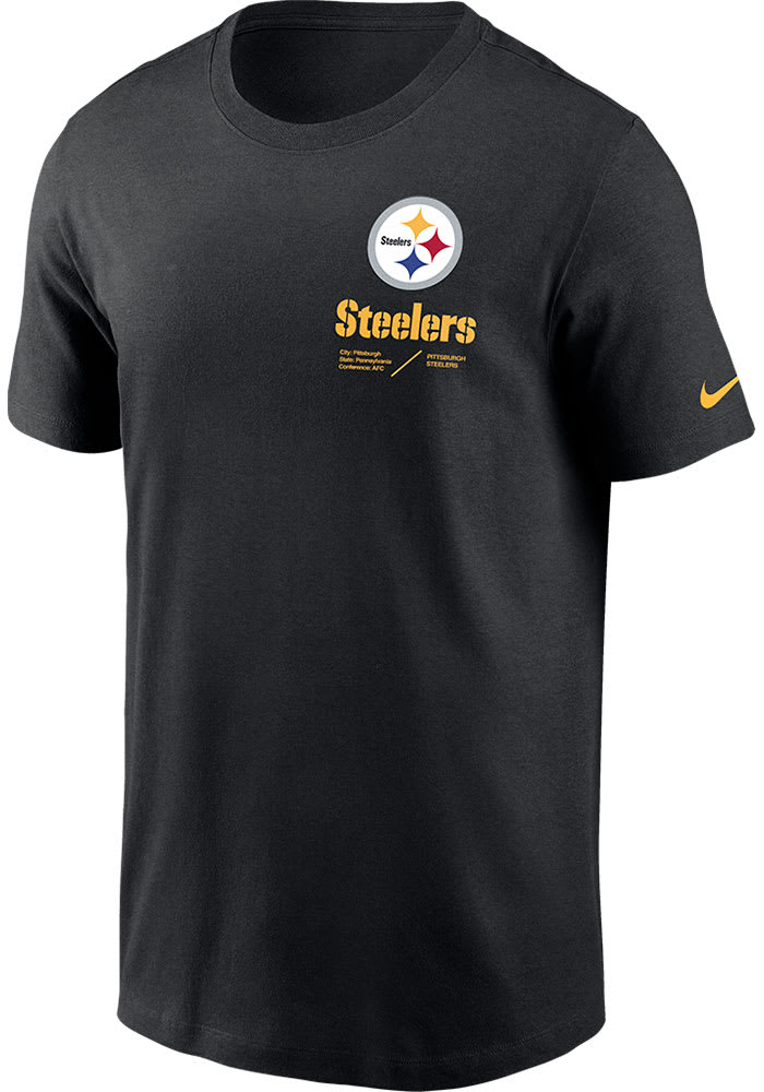Nike Pittsburgh Steelers Black TEAM ISSUE Short Sleeve T Shirt