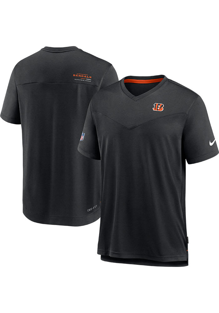 Nike Cincinnati Bengals Black SIDELINE UV COACH Short Sleeve T Shirt