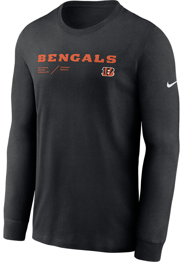 Nike Cincinnati Bengals Black SIDELINE TEAM ISSUE Long Sleeve T-Shirt