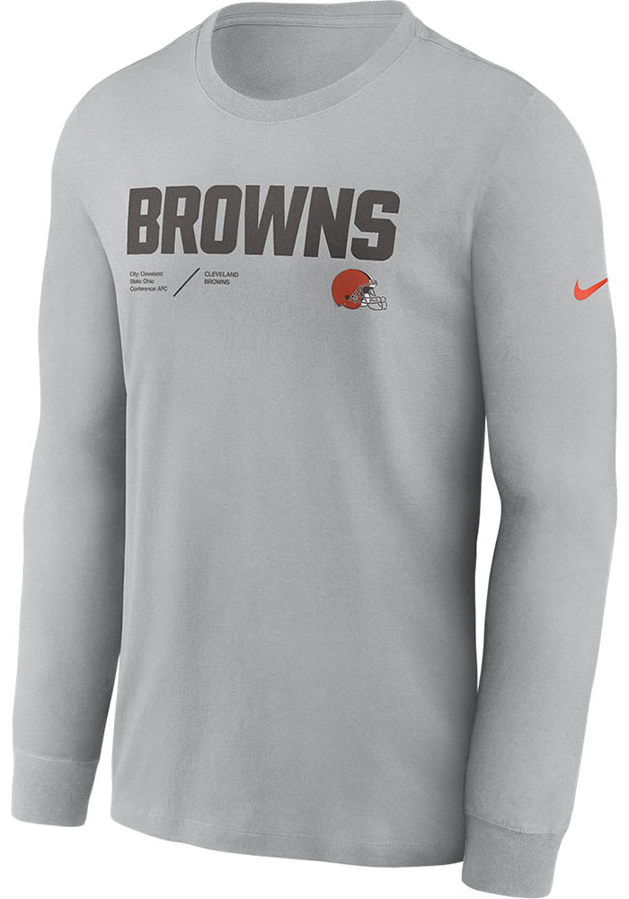 Nike Cleveland Browns Grey SIDELINE TEAM ISSUE Long Sleeve T-Shirt