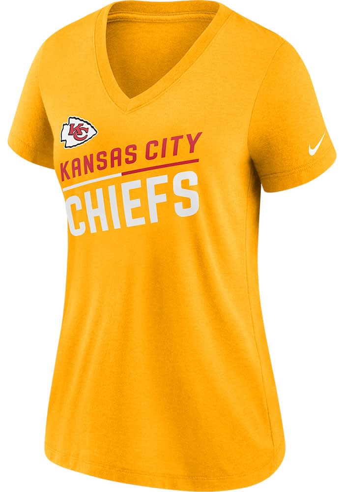 Women's Nike Red Kansas City Chiefs Team Name Logo V-Neck Tri-Blend T-Shirt