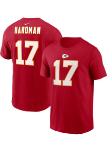 Mecole Hardman Kansas City Chiefs Red NAME AND NUMBER Short Sleeve Player T Shirt