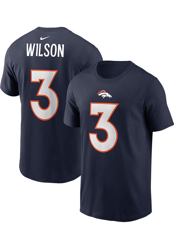 Men's Nike Russell Wilson Navy Denver Broncos Player Name & Number T-Shirt Size: Medium