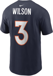 Russell Wilson Denver Broncos Navy Blue Name Number Short Sleeve Player T Shirt