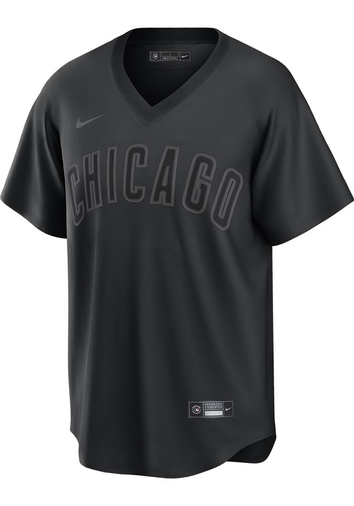 Chicago Cubs Mens Nike Replica Pitch Black Replica Jersey - Black