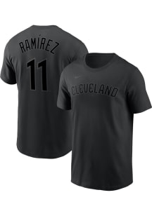Jose Ramirez Cleveland Guardians Black Pitch Black Name And Number Short Sleeve Player T Shirt