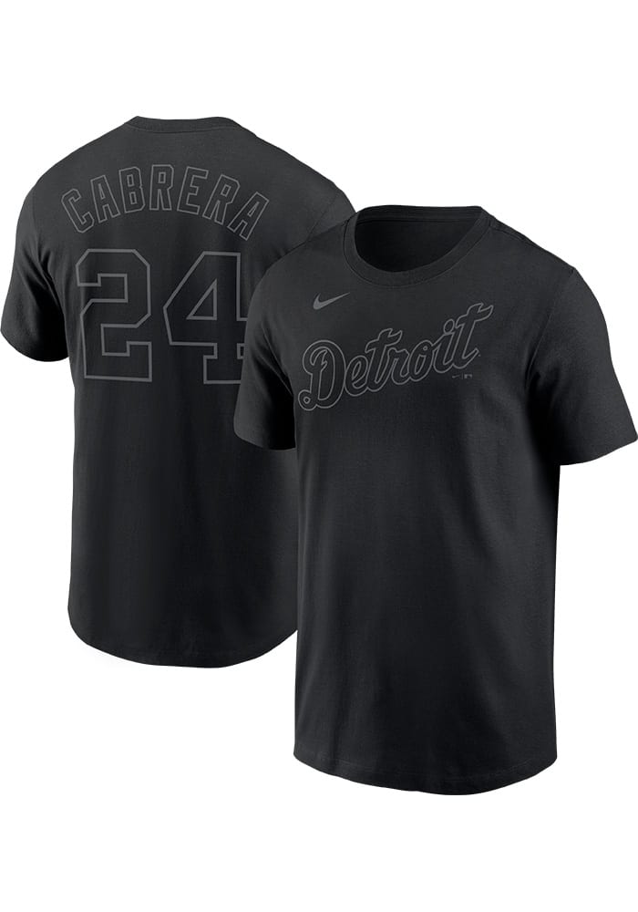 Miguel Cabrera Detroit Tigers Black Pitch Black Name And Number Short Sleeve Player T Shirt