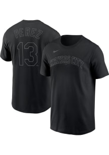 Salvador Perez Kansas City Royals Black Pitch Black Name And Number Short Sleeve Player T Shirt