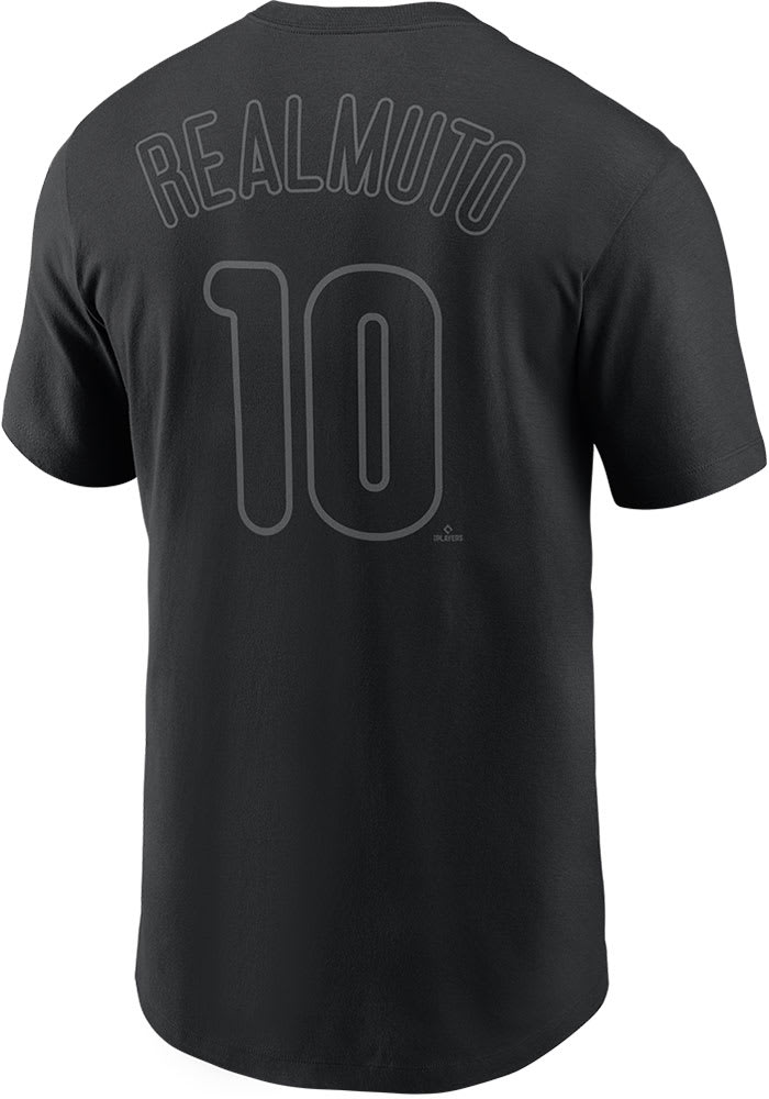 JT Realmuto Philadelphia Phillies Black Pitch Black Name And Number Short Sleeve Player T Shirt