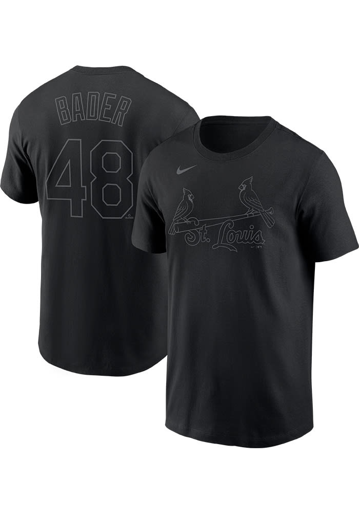 Harrison Bader St Louis Cardinals Black Pitch Black Name And Number Short Sleeve Player T Shirt