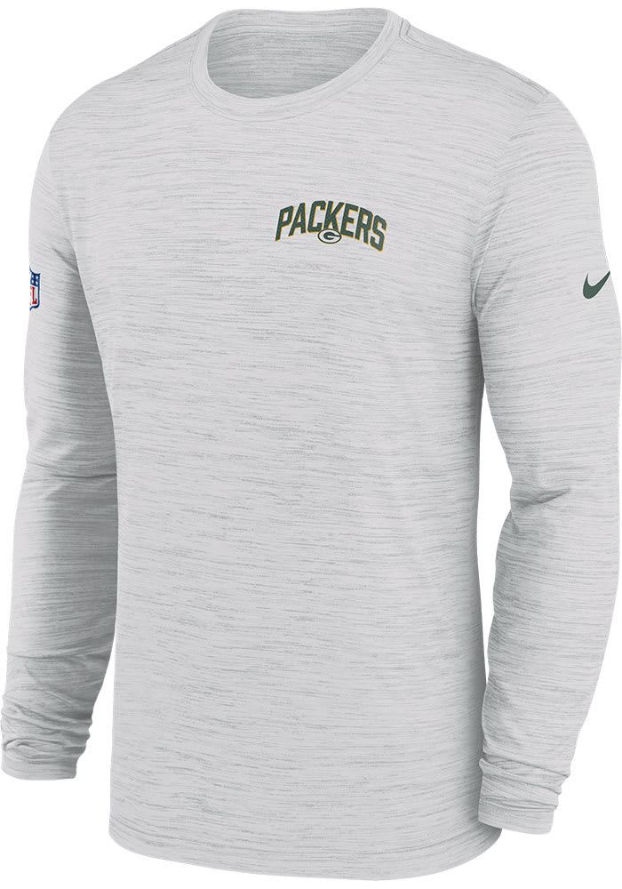 Green Bay Packers Nike Sideline Team Velocity Performance Long Sleeve  T-Shirt - Heather Gray