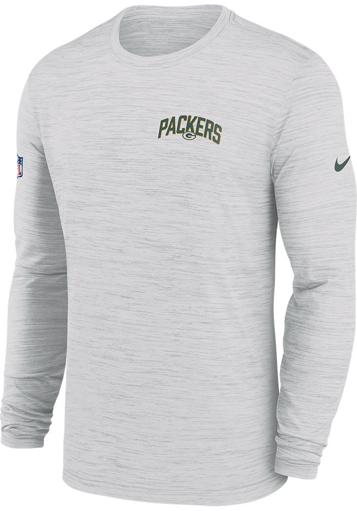 Nike Green Bay Packers White SIDELINE VELOCITY Long Sleeve T-Shirt
