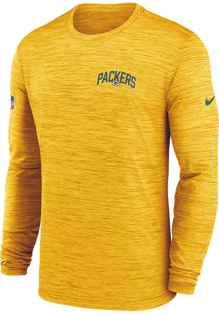 Nike Green Bay Packers Yellow SIDELINE VELOCITY Long Sleeve T-Shirt
