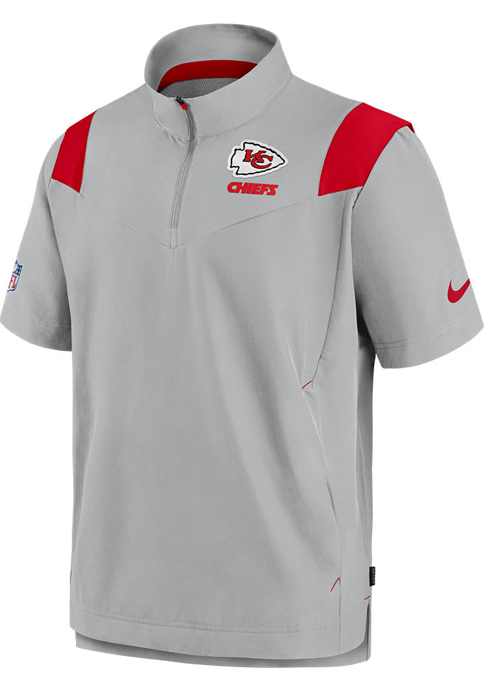 Men's Antigua Heather Gray Kansas City Chiefs Team Logo Fortune Quarter-Zip  Pullover Jacket 