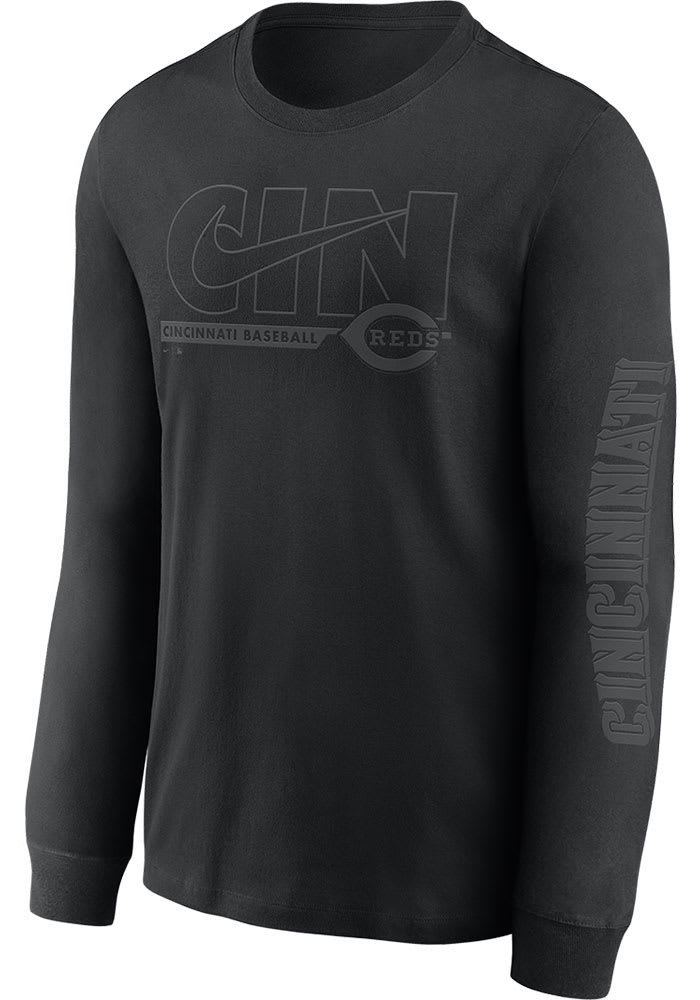 Nike Cincinnati Reds Pitch Black Local Long Sleeve T Shirt Black 17324521 