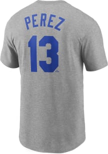 Salvador Perez Kansas City Royals Grey Road Wordmark Short Sleeve Player T Shirt
