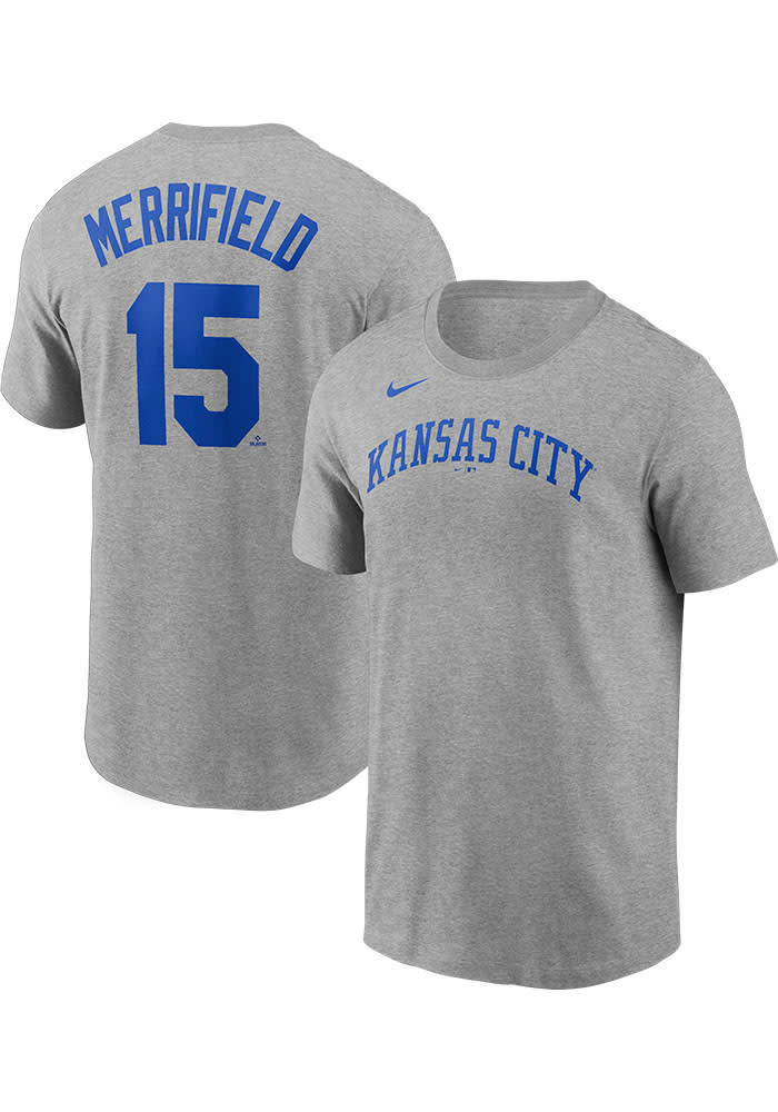 Whit Merrifield Kansas City Royals Grey Name And Number Short Sleeve Player  T Shirt