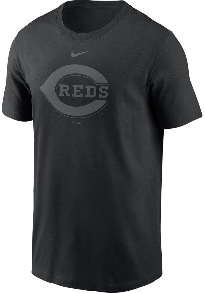 Nike Cincinnati Reds Black Pitch Black Logo Short Sleeve T Shirt