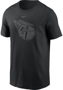 Nike Cleveland Guardians Black Pitch Black Logo Short Sleeve T Shirt
