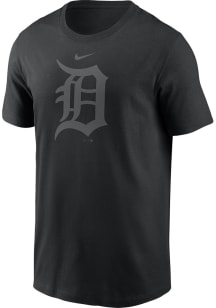 Nike Detroit Tigers Black Pitch Black Logo Short Sleeve T Shirt