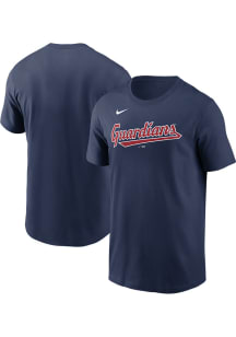 Nike Cleveland Guardians Navy Blue Cotton Wordmark Short Sleeve T Shirt