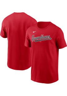 Nike Cleveland Guardians Red Cotton Wordmark Short Sleeve T Shirt