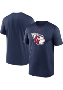 Nike Cleveland Guardians Navy Blue Large Logo Short Sleeve T Shirt