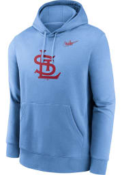 Nike St Louis Cardinals Mens Light Blue COOP LOGO CLUB Long Sleeve Hoodie
