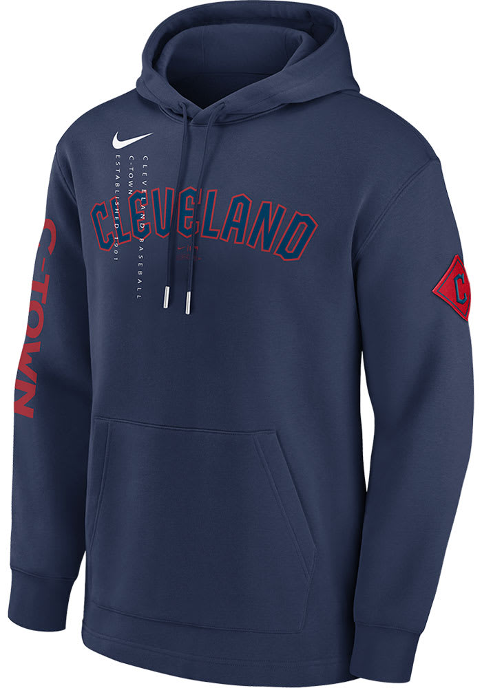 Nike Cleveland Guardians Guardians Navy Blue REFLECTION FLEECE HOOD ...