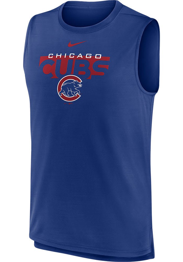Nike Chicago Cubs Mens Blue KNOCKOUT STACK EXCEED Short Sleeve Tank Top