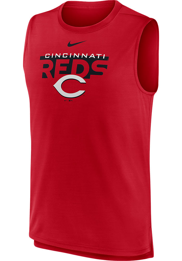 Nike Cincinnati Reds Mens Red KNOCKOUT STACK EXCEED Short Sleeve Tank Top