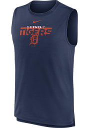Nike Detroit Tigers Mens Navy Blue KNOCKOUT STACK EXCEED Short Sleeve Tank Top