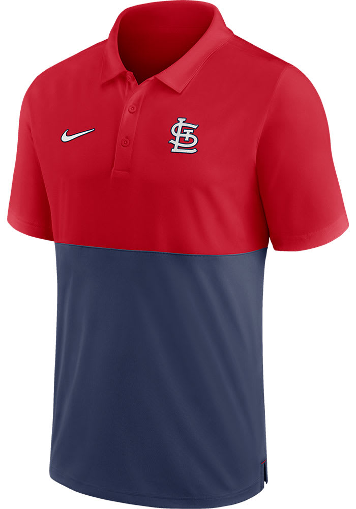 Nike St Louis Cardinals Mens Red TEAM BASELINE POLO Short Sleeve Polo