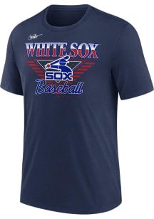 Nike Chicago White Sox Navy Blue COOPERSTOWN REWIND NUT TRI-BLEND Short Sleeve Fashion T Shirt