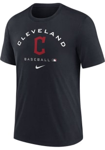 Nike Cleveland Guardians Navy Blue DRI-BLEND EARLY WORK Short Sleeve Fashion T Shirt