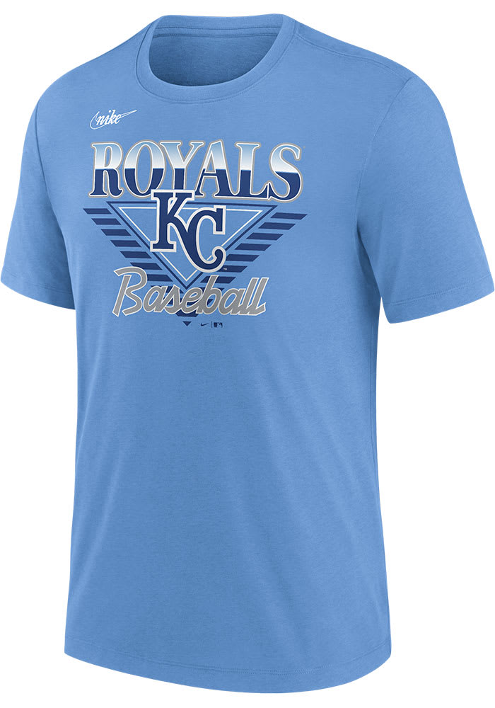 Nike Kansas City Royals Light Blue COOPERSTOWN REWIND NUT TRI-BLEND Short Sleeve Fashion T Shirt