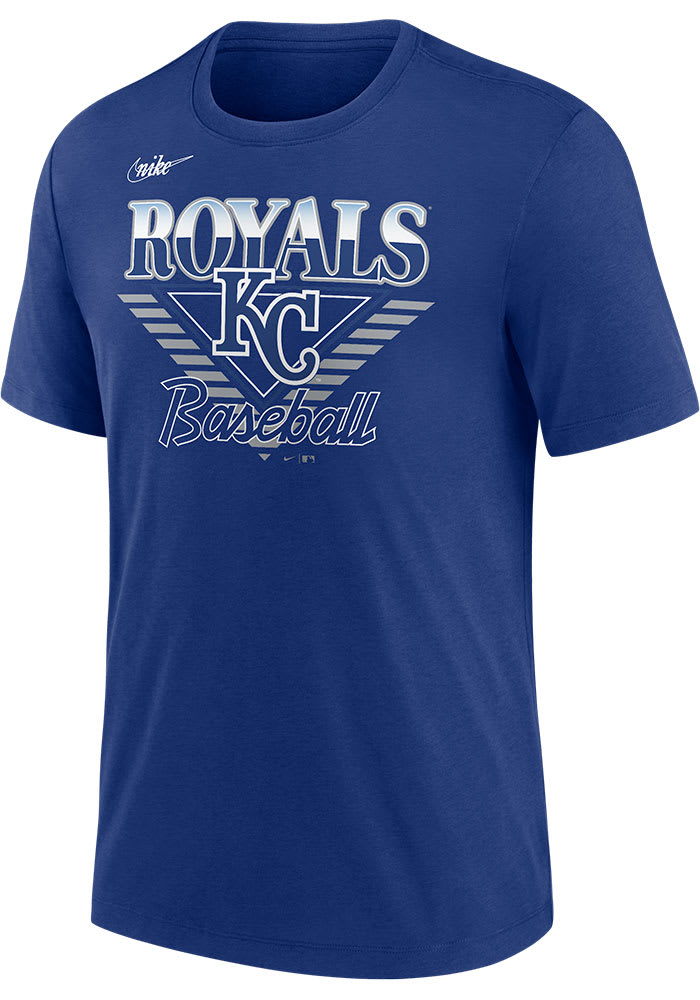 Nike Kansas City Royals Blue COOPERSTOWN REWIND NUT TRI-BLEND Short Sleeve Fashion T Shirt