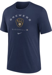 Nike Milwaukee Brewers Navy Blue DRI-BLEND EARLY WORK Short Sleeve Fashion T Shirt