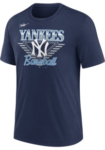 Nike New York Yankees Navy Blue COOPERSTOWN REWIND NUT TRI-BLEND Short Sleeve Fashion T Shirt