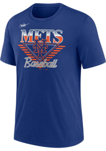 Nike New York Mets Blue COOPERSTOWN REWIND NUT TRI-BLEND Short Sleeve Fashion T Shirt