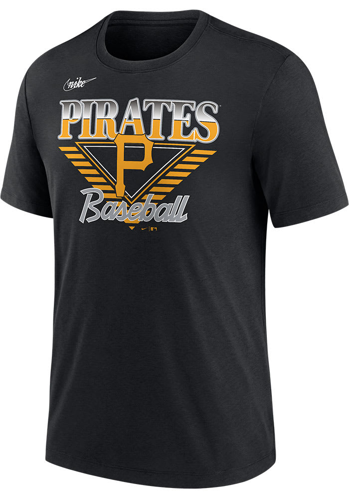 Nike Pittsburgh Pirates Black COOPERSTOWN REWIND NUT TRI-BLEND Short Sleeve Fashion T Shirt