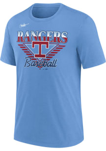 Nike Texas Rangers Light Blue COOPERSTOWN REWIND NUT TRI-BLEND Short Sleeve Fashion T Shirt