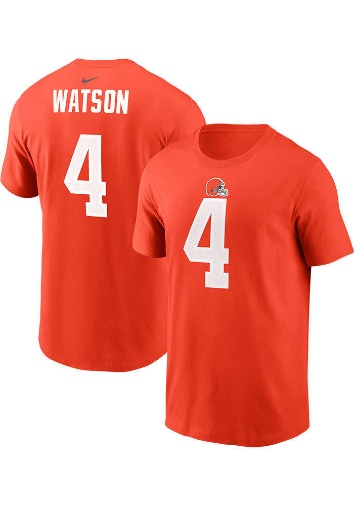 Deshaun Watson Cleveland Browns Orange Name Number Short Sleeve Player T Shirt