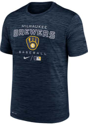 Nike Milwaukee Brewers Navy Blue LEGEND PRACTICE VELOCITY Short Sleeve T Shirt
