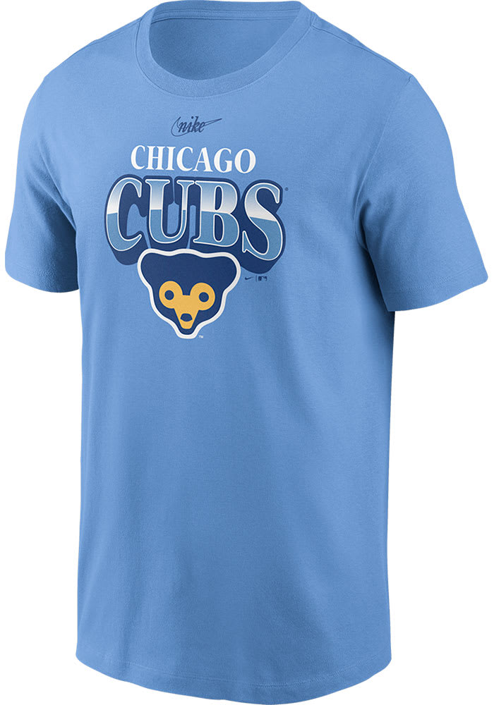 Nike Chicago Cubs Light Blue COOP REWIND ARCH Short Sleeve T Shirt
