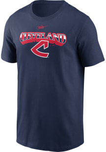 Nike Cleveland Guardians Navy Blue COOP REWIND ARCH Short Sleeve T Shirt