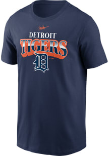 Nike Detroit Tigers Navy Blue COOP REWIND ARCH Short Sleeve T Shirt