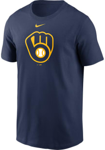 Nike Milwaukee Brewers Navy Blue LARGE LOGO Short Sleeve T Shirt