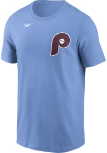 Nike Philadelphia Phillies Light Blue COOP WORDMARK Short Sleeve T Shirt