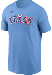 Nike Texas Rangers Light Blue WORDMARK Short Sleeve T Shirt